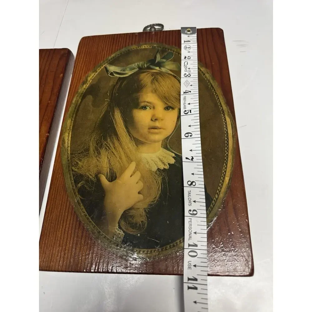 Vintage Victorian Portrait Wall Art Set 2‎ Wood Frame Girl Cottagecore Decor